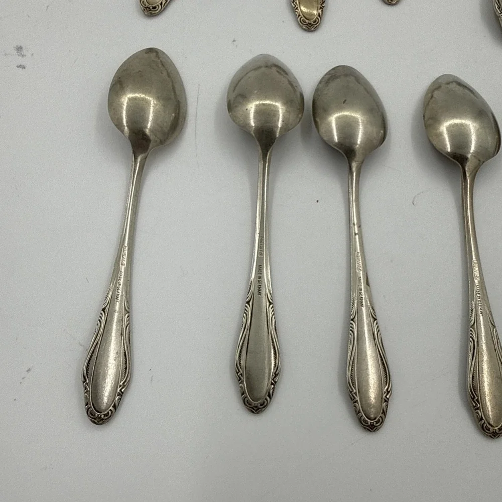 Silvia Made In Germany Vintage Silver plated Small Tea Spoons Set Of 10